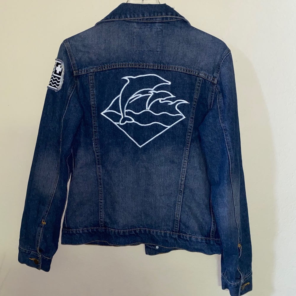 Pink Dolphin Men’s or women’s Jean jacket Size Med - Picture 2 of 12
